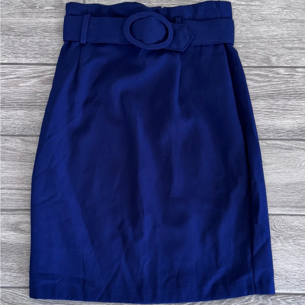 Vintage Elegant Navy Blue Belted Skirt